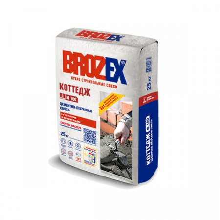 Цементно-песчаная смесь BROZEX М-100 КОТТЕДЖ ,25 кг.