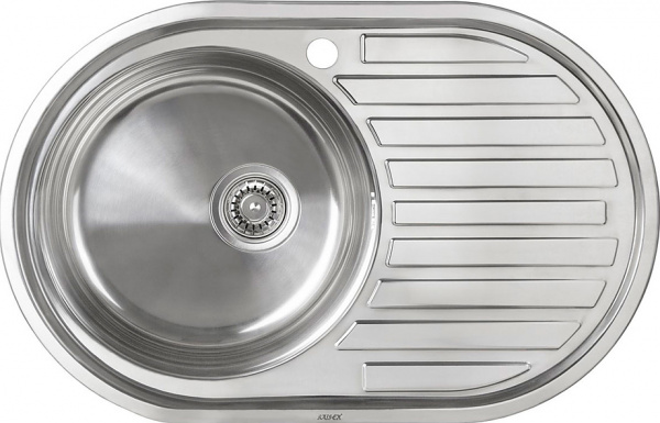 Мойка врезная овальная UZ 7750L хром 770х500х170х0,6